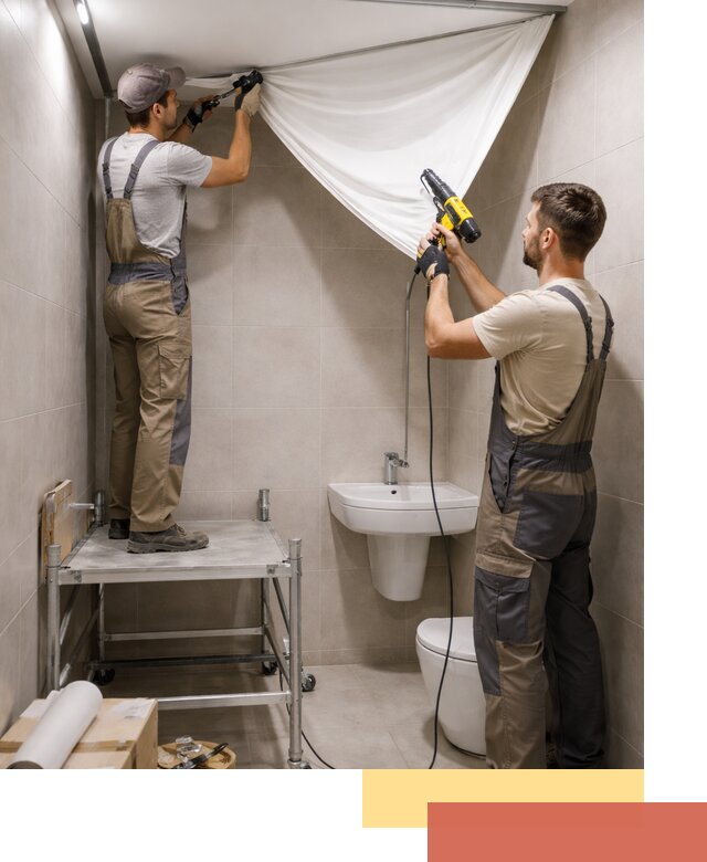 Монтаж натяжного потолка в санузле в Долгопрудном