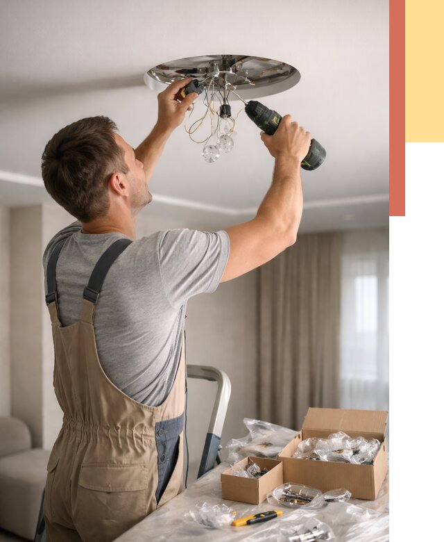 Установка люстры в натяжной потолок в Долгопрудном от 1218 руб. | Быстро и недорого — ОТДЕЛОЧНИК-Длг