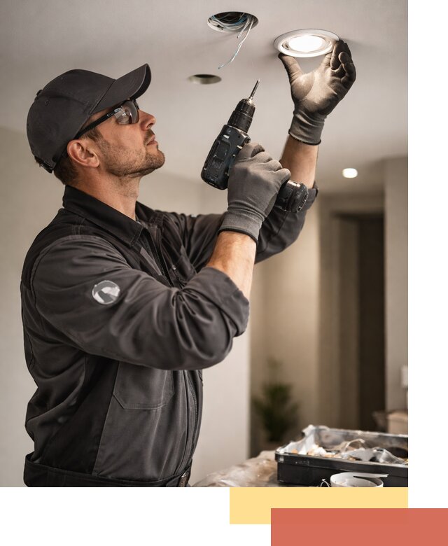 Установка точечных светильников в натяжной потолок в Долгопрудном