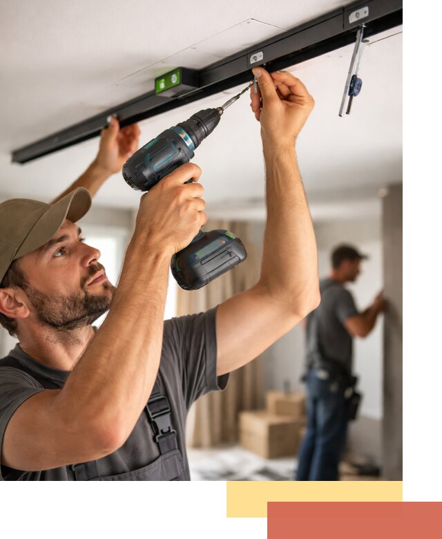 Установка трековых светильников в натяжной потолок в Долгопрудном