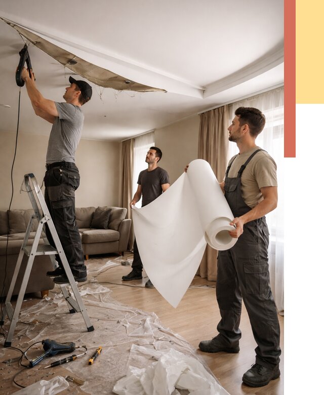 Замена полотна натяжного потолка в Долгопрудном от 9639 руб. быстро и недорого | ОТДЕЛОЧНИК-Длг