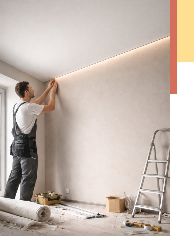 Теневые натяжные потолки в Долгопрудном от 8320 руб. под ключ | ОТДЕЛОЧНИК-Длг