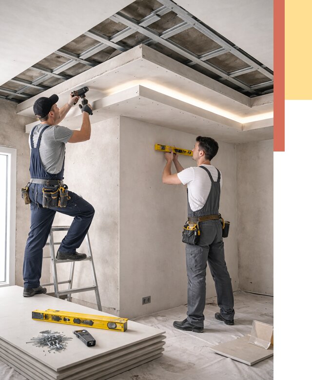 Двухуровневый потолок из гипсокартона в Долгопрудном от 1471 руб. под ключ | ОТДЕЛОЧНИК-Длг