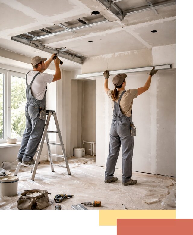 Монтаж многоуровневого потолка из гипсокартона в Долгопрудном