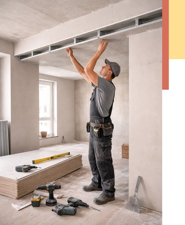 Потолок из гипсокартона с нишей в Долгопрудном от 1268 руб. под ключ | ОТДЕЛОЧНИК-Длг