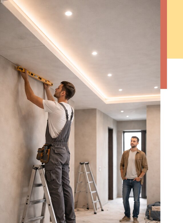 Потолок из гипсокартона с подсветкой в Долгопрудном от 761 руб./м2 под ключ | ОТДЕЛОЧНИК-Длг