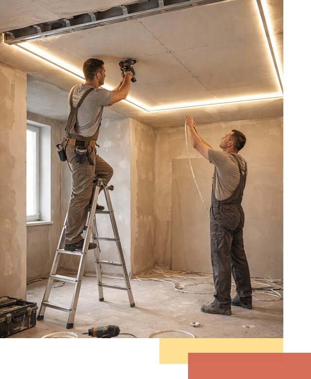 Потолок из гипсокартона с подсветкой в Долгопрудном