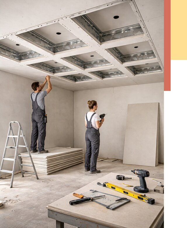 Кессонный потолок из гипсокартона в Долгопрудном от 1877 руб. — монтаж и под ключ | ОТДЕЛОЧНИК-Длг