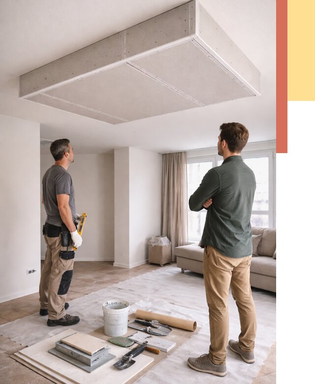 Короб на потолке из гипсокартона в Долгопрудном от 2232 руб. — монтаж и услуги под ключ | ОТДЕЛОЧНИК-Длг