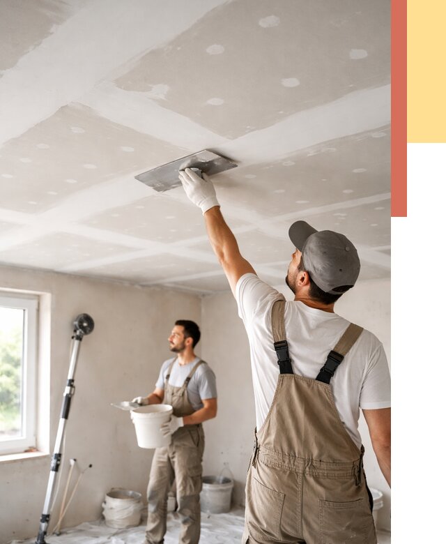 Шпаклевка потолка из гипсокартона в Долгопрудном от 3247 руб./м2 — услуги под ключ | ОТДЕЛОЧНИК-Длг