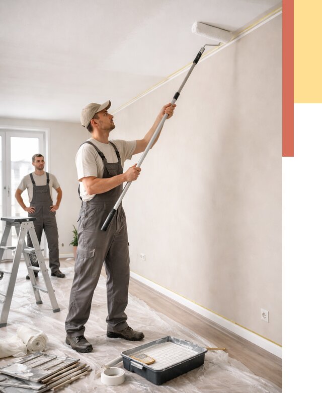 Покраска потолка из гипсокартона в Долгопрудном от 4566 руб./м2 — услуги под ключ | ОТДЕЛОЧНИК-Длг