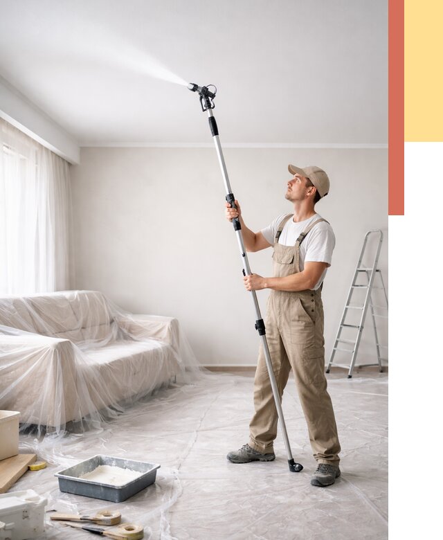 Покраска потолка краскопультом в Долгопрудном от 4566 руб. быстро и недорого | ОТДЕЛОЧНИК-Длг