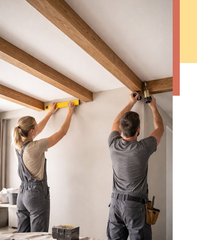 Монтаж декоративных балок на потолок в Долгопрудном от 4261 руб. — ОТДЕЛОЧНИК-Длг