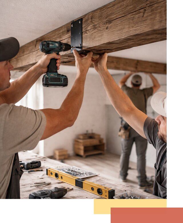 Монтаж декоративных потолочных балок в Долгопрудном