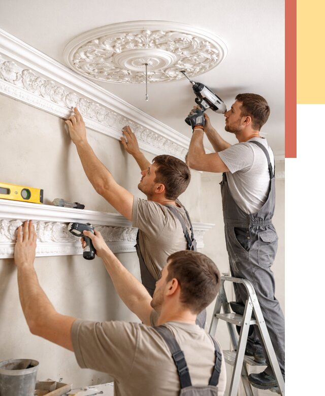 Монтаж лепнины на потолок в Долгопрудном от 3247 руб. быстро и недорого | ОТДЕЛОЧНИК-Длг