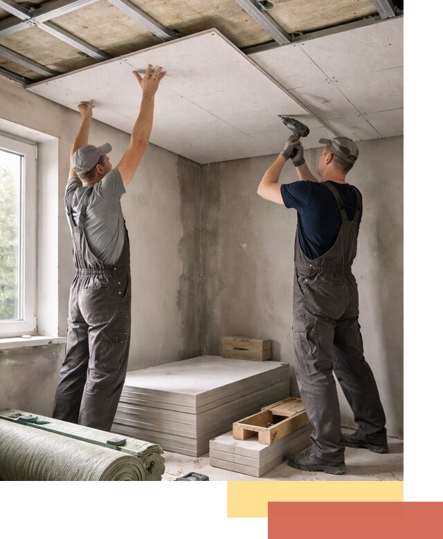 Шумоизоляция потолка панелями ЗИПС в Долгопрудном